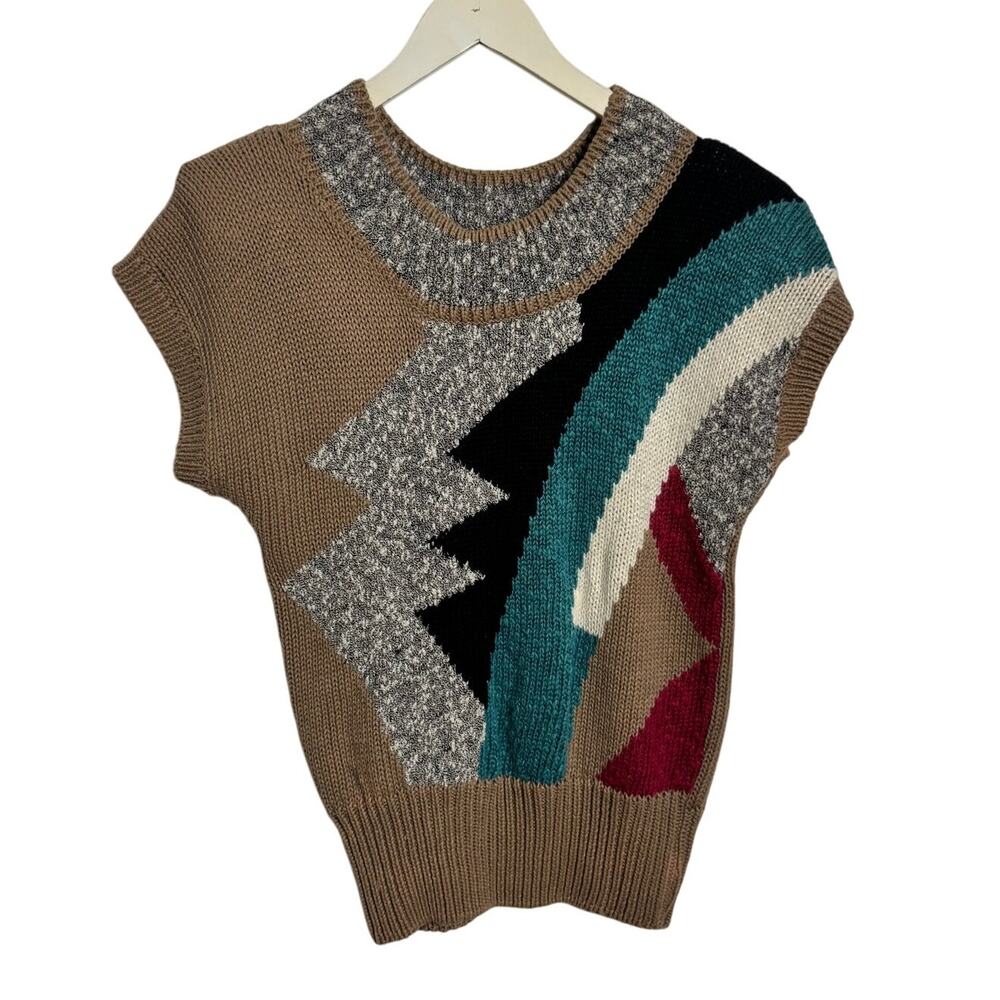 Counterparts Sweater Women S Tan 80s Shoulder Pads Fall Career Officecore Ramie